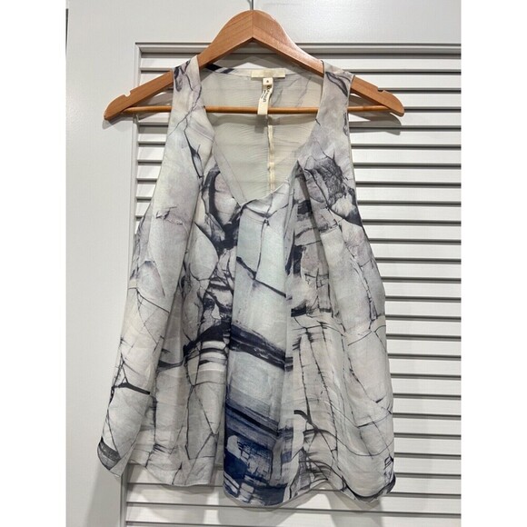 Commuun Sleeveless 100% Silk Top Abstract Marble Print Size 40 - Picture 1 of 5